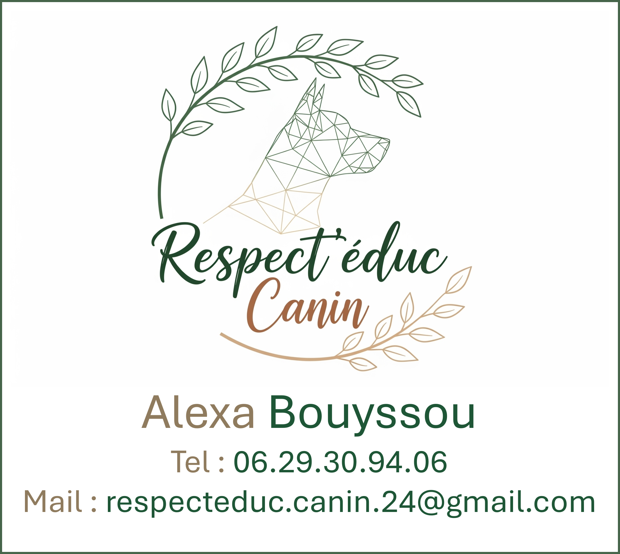 Carte de visite Respect'éduc Canin